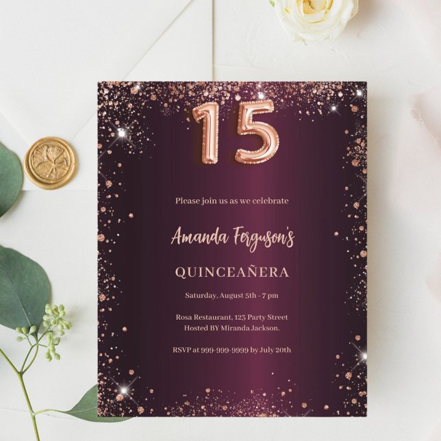 Quinceanera burgundy - rosa de ouro (Criador carregado)