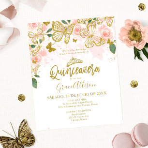 Quinceanera Butterfly Orçamento Convite Espanhol