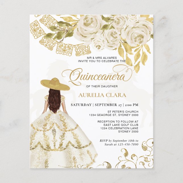 Quinceañera, cavaleiro Dourado de marfim, Elegante (Frente)