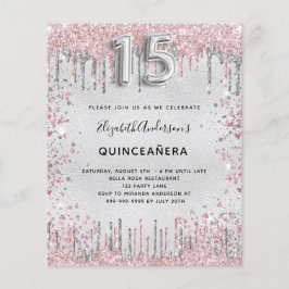 Quinceanera, convite à relva cor-de-prata