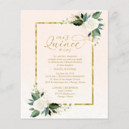 Quinceanera Convite Bilíngue Rosa Dourado