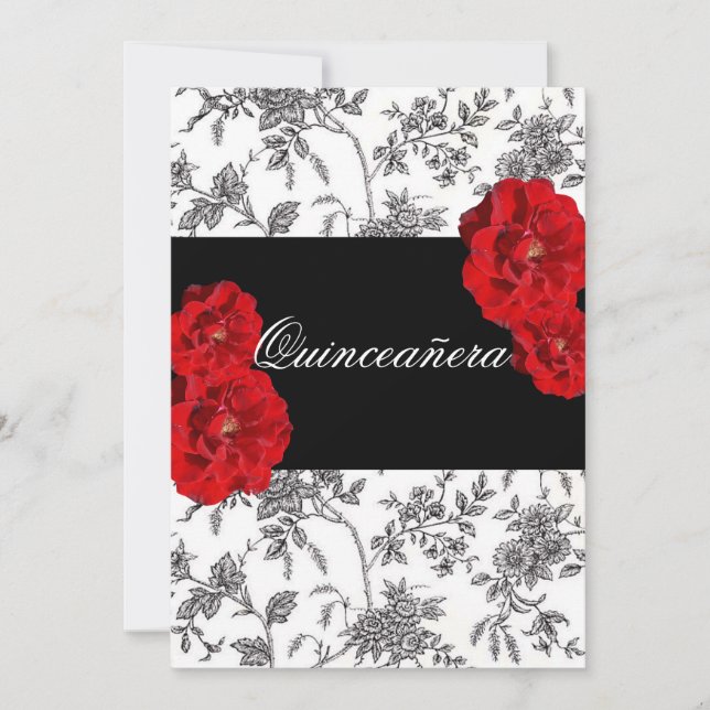 Quinceanera, Convite de Rosas Vermelhas / Doze Ano (Frente)