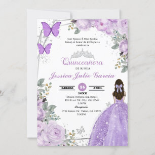 Quinceanera - Convite Floral Purple Lilac