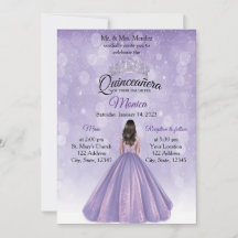 Quinceañera convite Purple e Silver