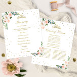 Quinceañera Court de Honra e Timeline Itinerary<br><div class="desc">Um campo de honra e itinerário floral de ouro. PERSONALIZAÇÃO: Envie-me uma mensagem através do chat se você precisar de qualquer personalização,  como uma mudança de cor. MODIFICANDO A HORA EXISTENTE DE ENCOMENDA/ENVIO,  ETC.,  entre em contato diretamente com o suporte do Zazzle.</div>