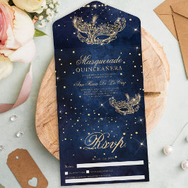 quinceanera de ouro cônico com máscara de mascarad