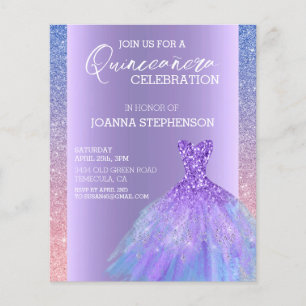 Quinceanera Dress Glitter Roxo