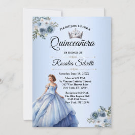 Quinceanera Dusty Blue e Silver Convite