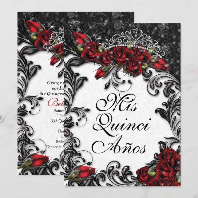 Quinceañera e Doce 16 Convites de festas (Frente/Verso)