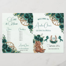 Quinceañera Emerald Green Floral Charro