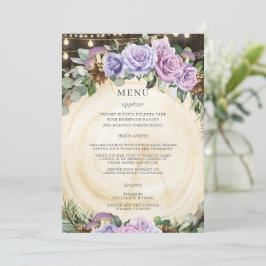Quinceañera Encantada Forest Purple Menu Floral