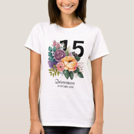 Quinceanera Floral 15 Birthday T-Shirt