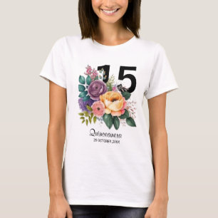 Quinceanera Floral 15 Birthday T-Shirt