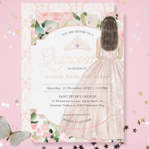 Quinceañera Floral Aquarela Borboleta Rosa Bege
