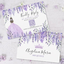 Quinceanera Floral com Lavanda roxa Código QR RSVP