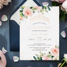 Quinceanera Floral rosa Dourada