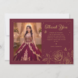 Quinceañera Floral Vermelho e Dourado