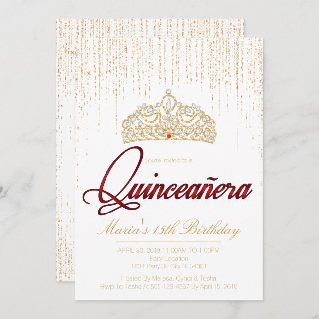 Quinceanera, Gliteira, Convites (Frente/Verso)