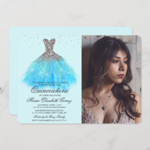 Quinceanera Glitter Diamond Foto Convite