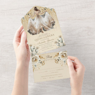 Quinceañera Luxury Estilo Mexicano Dourado de Marf