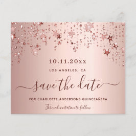 Quinceanera orçamento rosa dourado Save the Date