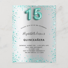 Quinceanera prateada, pó de pó convite