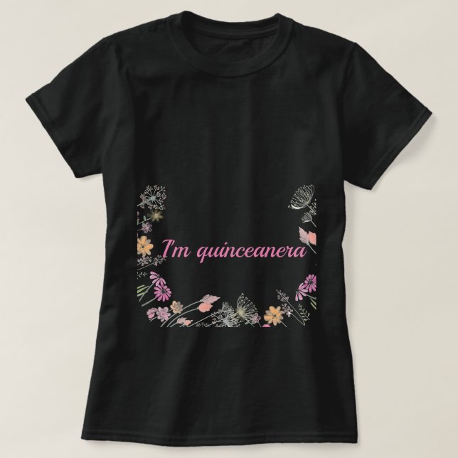 Quinceanera Princesa Rosa T-Shirt (Frente do Design)