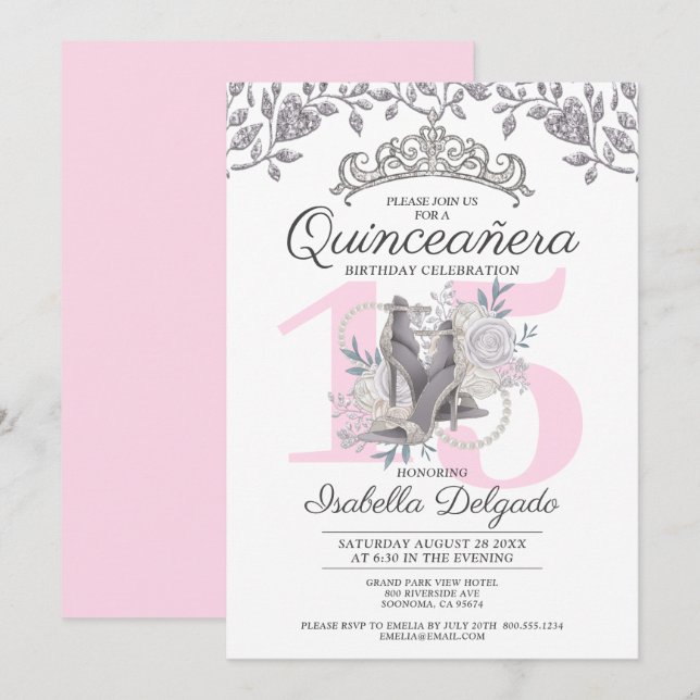 Quinceanera Princess 15 Birthday Convite (Frente/Verso)