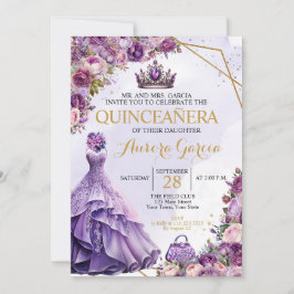 Quinceanera Purple Floral Convite