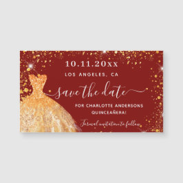 Quinceanera Red Gold imã salve a data