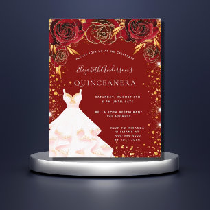 Quinceanera Red Gold White Convite
