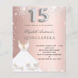 Quinceanera rosa de ouro convite para vestimenta p
