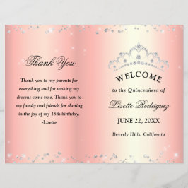 Quinceanera rosa Dourada