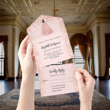 Quinceanera rosa gold blush party RSVP