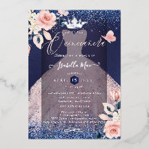 Quinceanera Rosas Rosadas Coroa de Folha de Prata