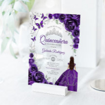 Quinceanera Roxo Prata Floral