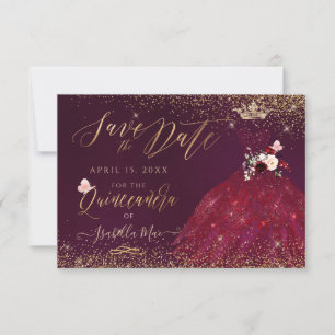 Quinceanera Salve a Data do Convite para a Burgund
