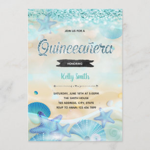 Quinceanera sob convite para o mar