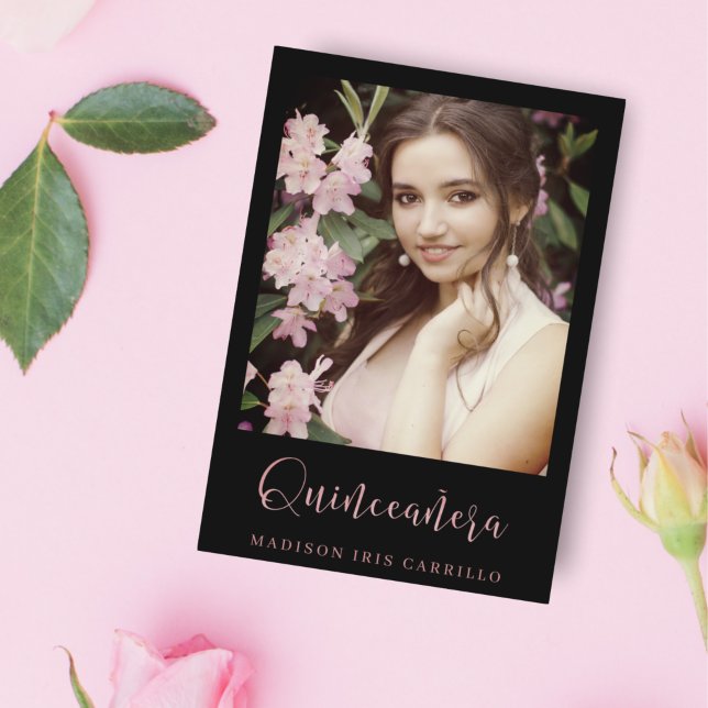 Quinceañera Tendencia Tipografía Español Oro Rosa (Criador carregado)