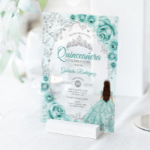 Quinceanera Turquoise Silver Floral