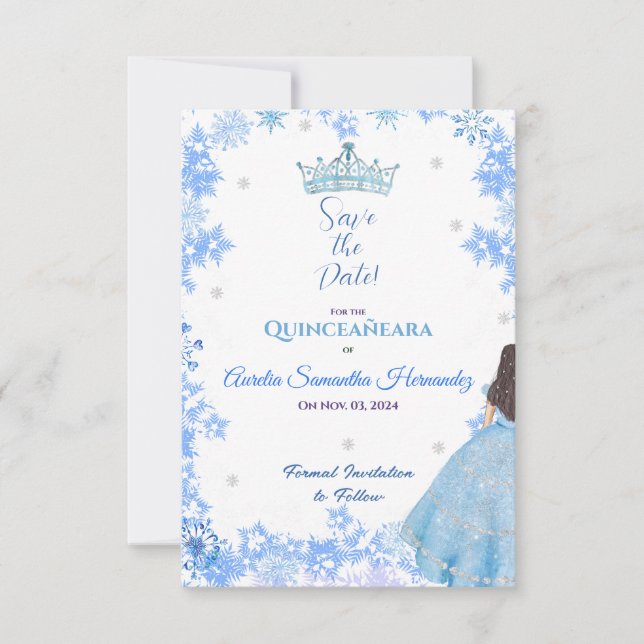 Quinceañera Winter Wonderland Salve o Cartão de Da (Frente)