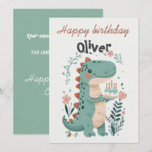 Quinto Cartão de Saudação de Aniversário do Dinoss