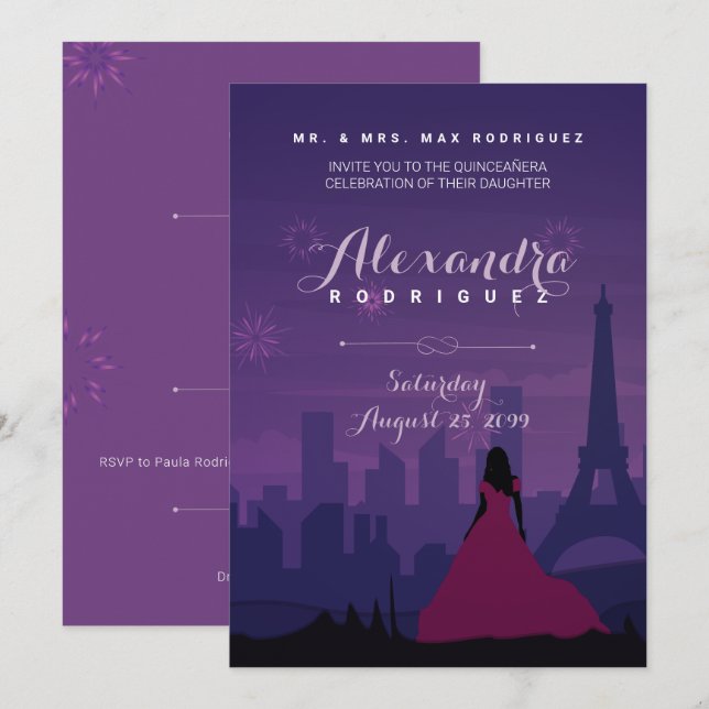 Quinto Fogos de Artifício de Paris Rosa Púrpura (Frente/Verso)