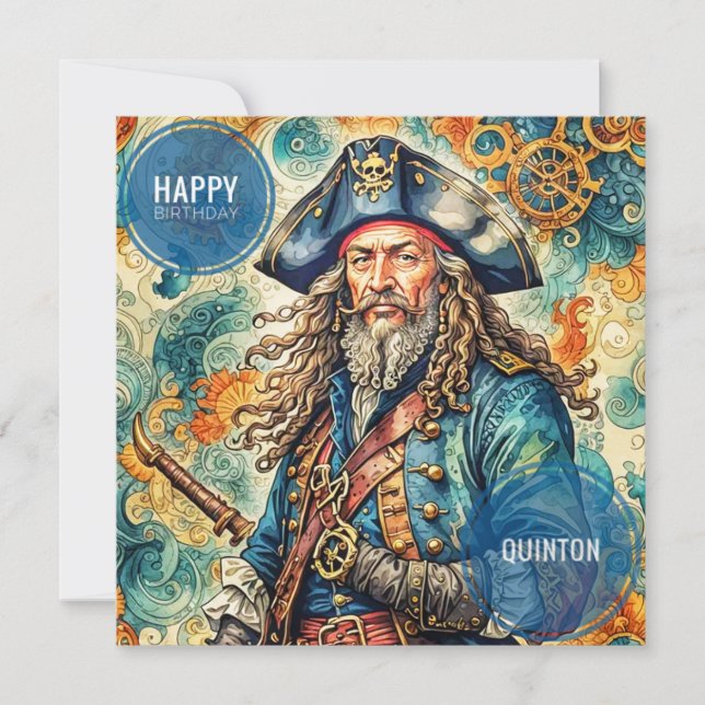 QUINTON ~ Cartão de Aniversário ~ Pirata ~ (Frente)
