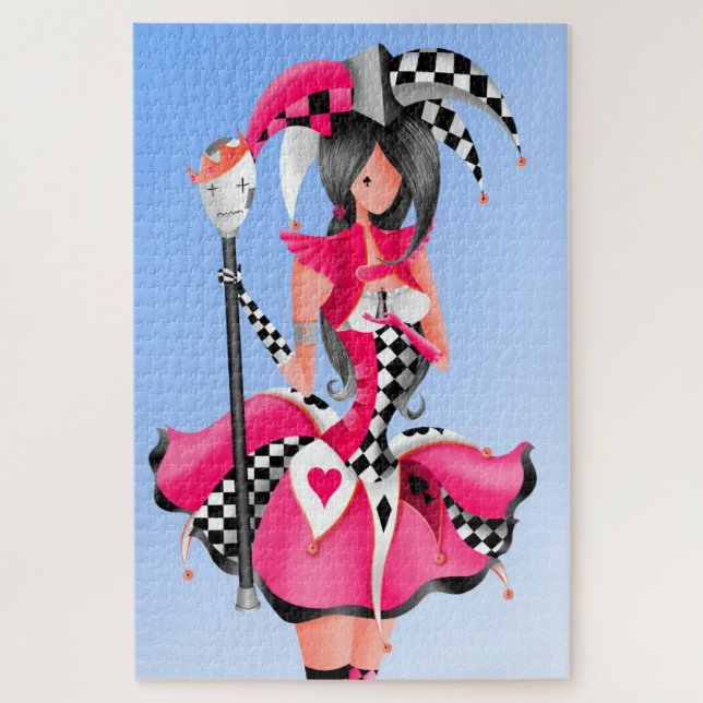 Quirky Jester & Puppet King Pink Quebra-cabeça (Vertical)