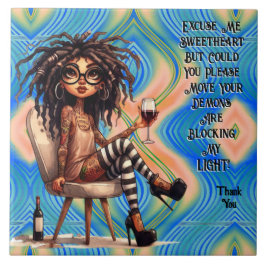 Quirky Lady Tattoo & Wine Desculpe-me Azulejo cerâ