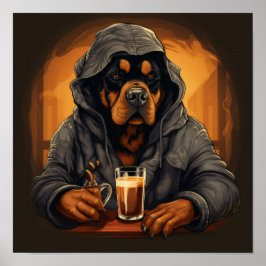 Quirky Rottweiler Caricature Poster - Anima-se com