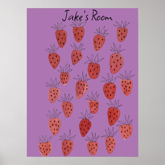 Quirky Strawberry Pattern Poster (Frente)