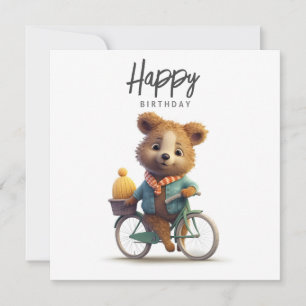 Quokka bonita numa bicicleta, feliz aniversário