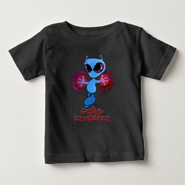 Qwiby: Camiseta do Bebê da Invasão Fofa (Frente)